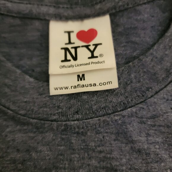 I Love NY Graphic Tee Medium Gray Cotton Polyester Blend Officially Licensed - Picture 3 of 5